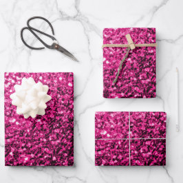 Glitzer-Glitzern mit heißen rosa Imitaten Geschenkpapier Set