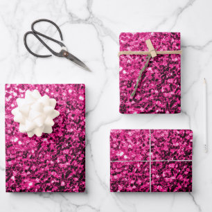 Glitzer-Glitzern mit heißen rosa Imitaten Geschenkpapier Set