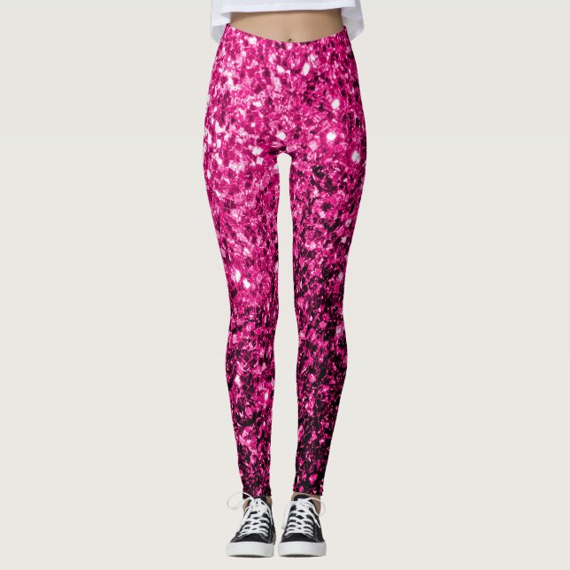 Glitzer-Glitzern mit heißen rosa Imitaten Leggings (Vorderseite)