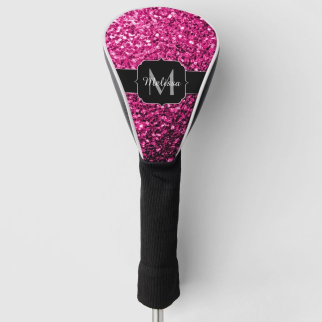 Glitzer-Glitzern mit hellrosa Imitaten Golf Headcover (Vorderseite)