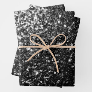 Glitzer Glitzern mit Schwarz-Weiß-Imitat Geschenkpapier Set