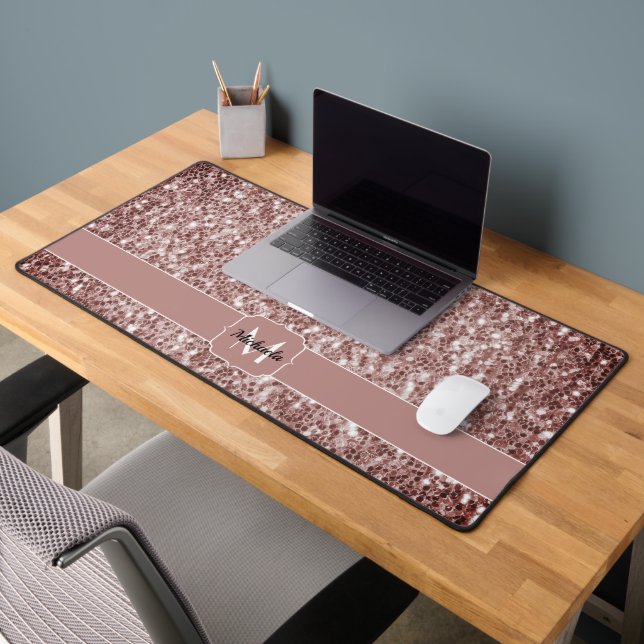 Glitzer-Glitzern Monogramm Schreibtischunterlage (Büro 2)