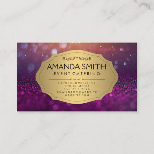 Glitzer Glow Lila   Metallic Gold Business Card Visitenkarte