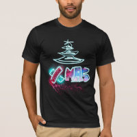 Glitzer Glow Tree Typografie Blau und Rot Weihnach