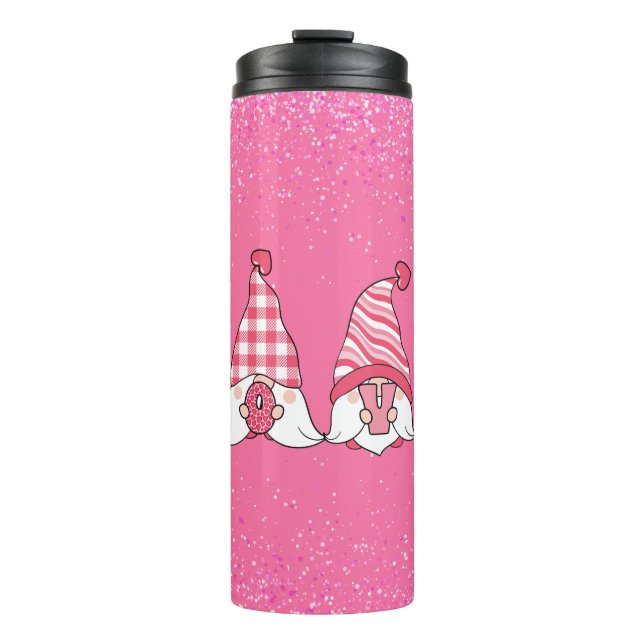 Glitzer Gnome Liebe Thermosbecher (Vorderseite)