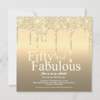 Glitzer Gold 50 und fabelhaft Geburtstag Einladung