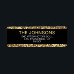 Glitzer Gold Black Christmas New Year<br><div class="desc">Schicken Sie Ihre Weihnachts- und Happy-Holidays-Karten mit diesen festlichen Glitzer-Rücksendeadressen-Aufklebern. Fake Gold Glitzer und schwarze Farben. Personalisieren Sie sie durch Hinzufügen von Familiennamen und Adressen. Siehe Auflistung für passende Elemente.</div>