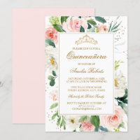 Glitzer Gold Blues Floral Quinceanera Geburtstag I