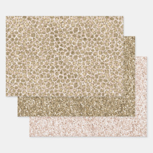 Glitzer Gold Blush Pink Leopard Print             Geschenkpapier Set