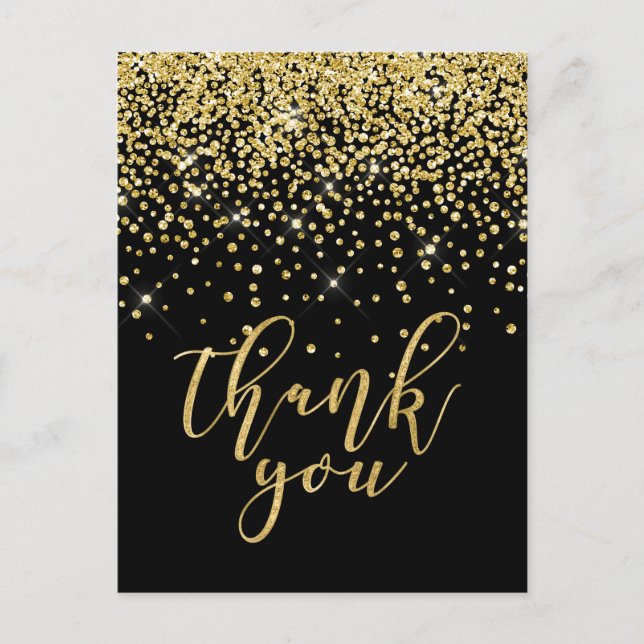 Glitzer gold Dankeschön Karte (Vorderseite)