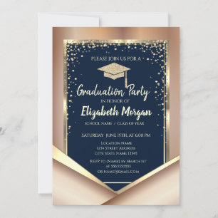 Glitzer Gold Diamonds Navy Blue Abschluss Einladung