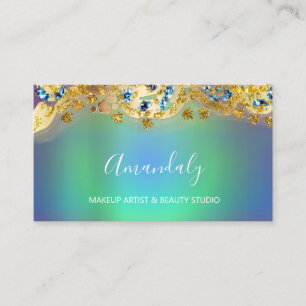 Glitzer Gold Event Planer Stylist Blue Green Visitenkarte