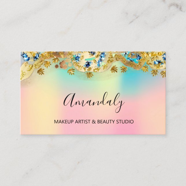 Glitzer Gold Event Planner Stylist Holograph Glam Visitenkarte (Vorderseite)
