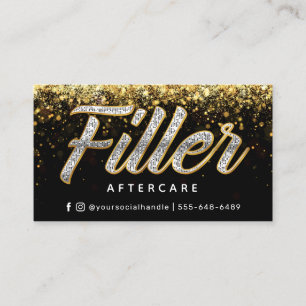 Glitzer Gold Filler Aftercare Card Visitenkarte