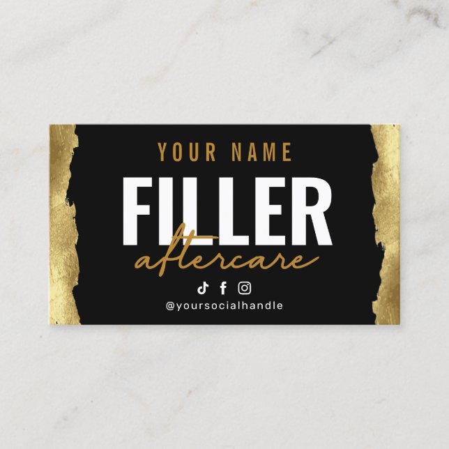 Glitzer Gold Filler Anleitung Aftercare Card Visitenkarte (Vorderseite)
