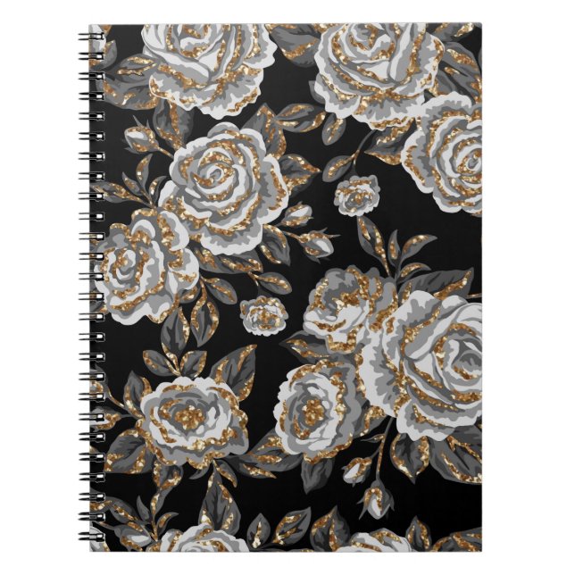 Glitzer Gold Floral: Sparkle Vintag. Notizblock (Vorderseite)