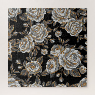 Glitzer Gold Floral: Sparkle Vintag. Puzzle