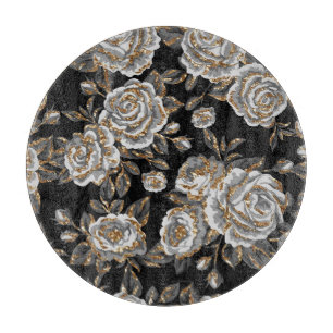 Glitzer Gold Floral: Sparkle Vintag. Schneidebrett
