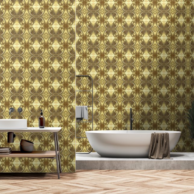 Glitzer Gold Fraktal Ornamente Tapete (Badezimmer)