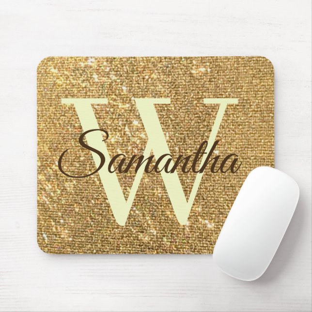 Glitzer Gold Frost Mit Monogramm Mousepad (Mit Mouse)