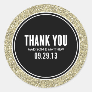 GLITZER & GOLD   GASTGESCHENK HOCHZEIT ETIKETTEN RUNDER AUFKLEBER