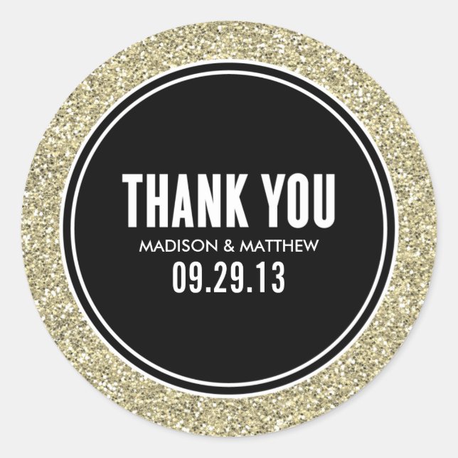 GLITZER & GOLD | GASTGESCHENK HOCHZEIT ETIKETTEN RUNDER AUFKLEBER (Vorderseite)