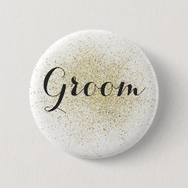 Glitzer Gold Groom Button