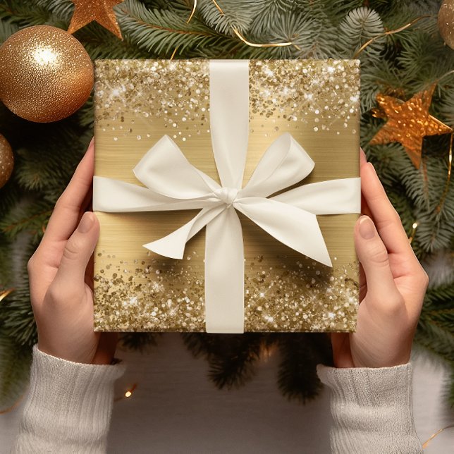 Glitzer Gold Imitate Fossil Geschenkpapier (Glitter Gold Faux Foil Wrapping Paper)