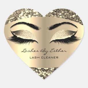 Glitzer-Gold-Lashes Herz-Aufkleber