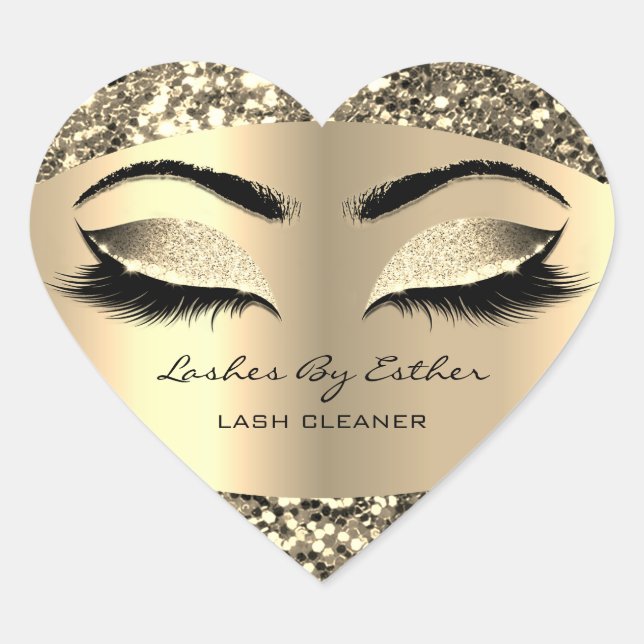 Glitzer-Gold-Lashes Herz-Aufkleber (Vorderseite)
