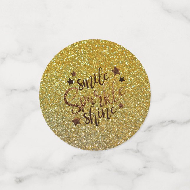 Glitzer Gold Lmile, Shine, Sparkle Table Confetti Konfetti (Klein Vorderseite)