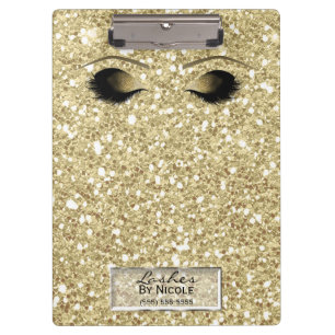 Glitzer Gold Makeup Eyes Lashes Glam Personalisier Klemmbrett