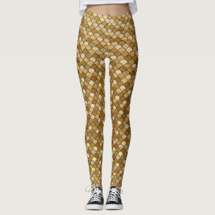 Glitzer-Gold-Meerjungfrau-Fischschuppen Leggings