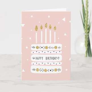 Glitzer Gold Pastel Geburtstagskuchen Illustration Karte