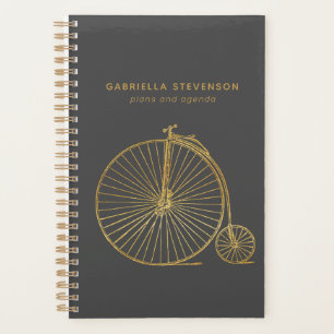 Glitzer Gold Penny Farthing Bike Grau Personalisie Planer