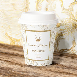 Glitzer Gold Princess Ornament Baby Dusche Pappbecher