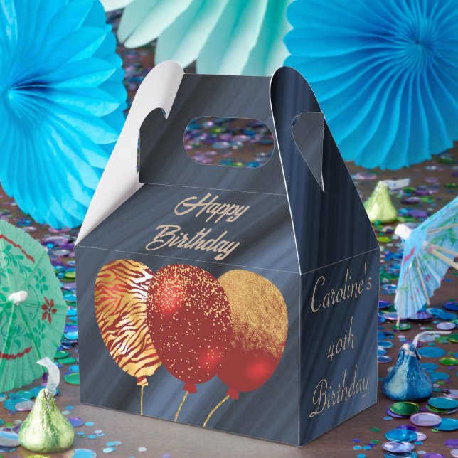 Glitzer & Gold Red Balloons 40. Geburtstag Geschenkschachtel (Party)