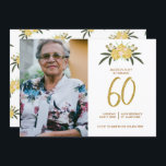 Glitzer Gold Rose & Botanische Blätter 60. Geburts Einladung<br><div class="desc">Eine klassische Blumenladen zum 60. Geburtstag mit einer Touch Gold und Glitzer. Personalisieren Sie es mit Ihren Geburtstagsdetails.</div>