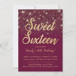 Glitzer & Gold, Ruby Sweet 16 Einladungen zum Gebu