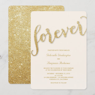 Glitzer Gold Script Forever Wedding Einladung
