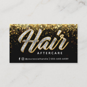 Glitzer Gold Shines Haar Aftercare Card  Visitenkarte