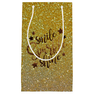 Glitzer Gold Smile, Sparkle, Shine Kleine Geschenktüte
