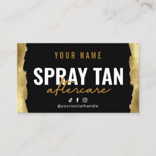 Glitzer Gold Spray Tan Instruction Aftercare Card Visitenkarte