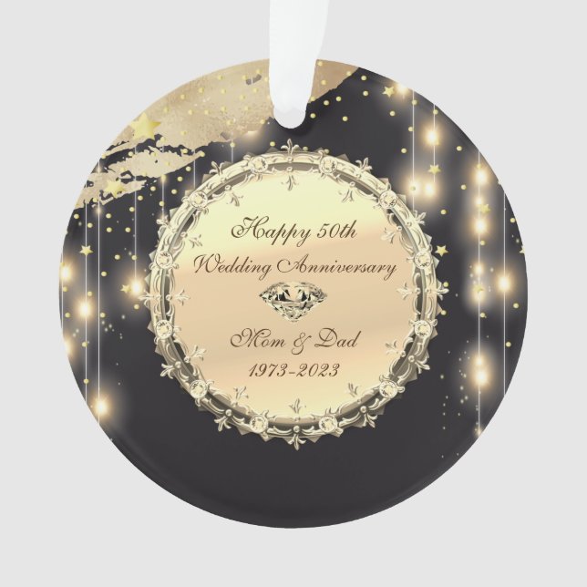 Glitzer Gold Stars 50 Jahre Hochzeit Ornament (Vorderseite)