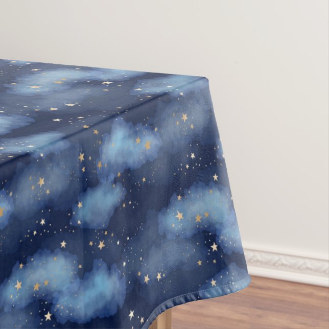 Glitzer Gold Stars Dark Blue Sky Muster Tischdecke (Beispiel)