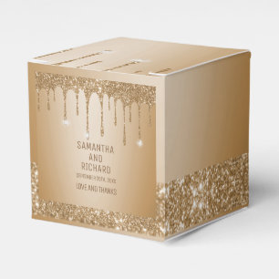 Glitzer Gold Tropfen Champagne Beige Hochzeit Geschenkschachtel