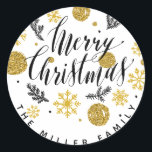 Glitzer Gold und Black Christmas Stickers<br><div class="desc">Glitzer Gold und Schwarz Weihnachtsaufkleber</div>