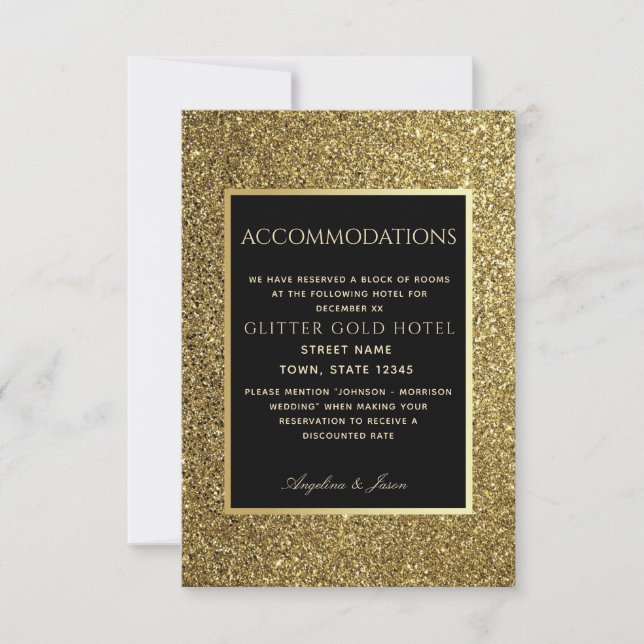 Glitzer Gold und Black Wedding Card (Vorderseite)
