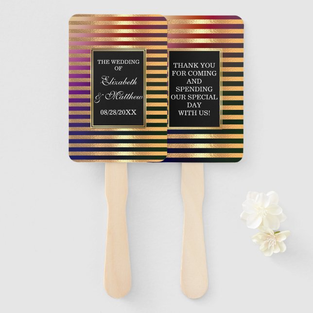 Glitzer Gold und Black Wedding Hand Fan Fächer (Vorne und Hinten)