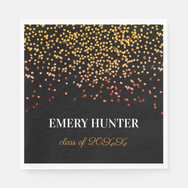 Glitzer Gold und Orange Serviette (Vorderseite)